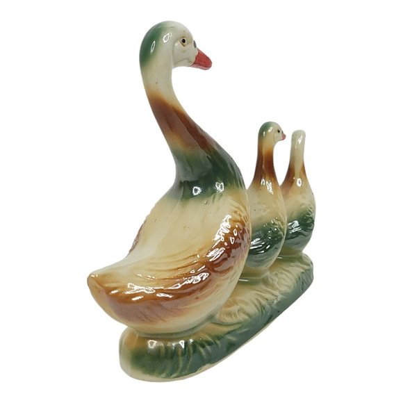 Vintage Porcelain 3 Geese Mother Goose Goslings Figurine Lustreware Brazilian - Picture 8 of 12